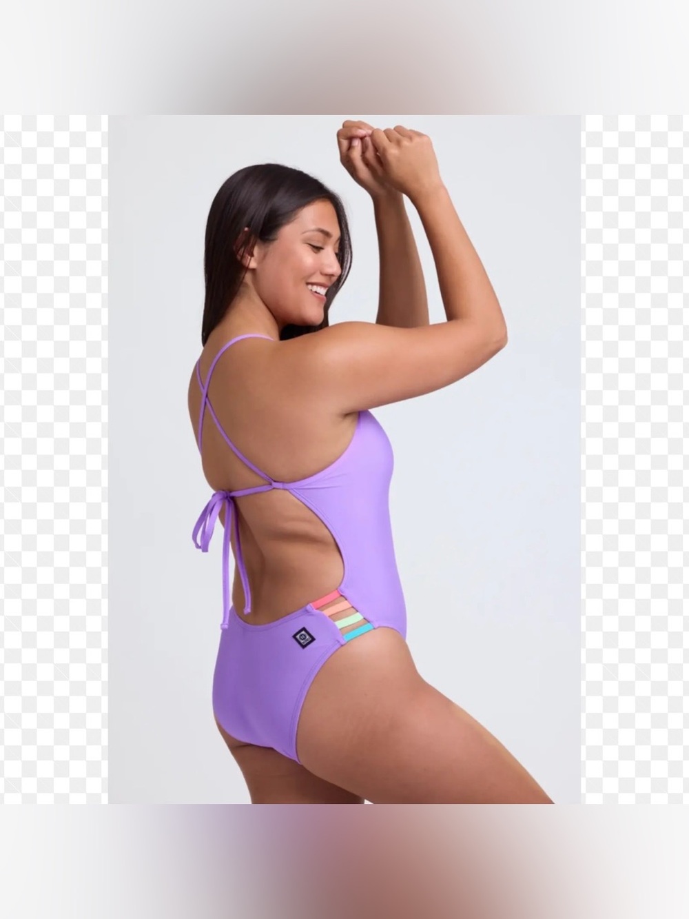 Jolyn Gavin One Piece Swim Suit Women’s 26 XS Purple Beach Summer Tie Back